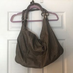 Roomy leather gray bag